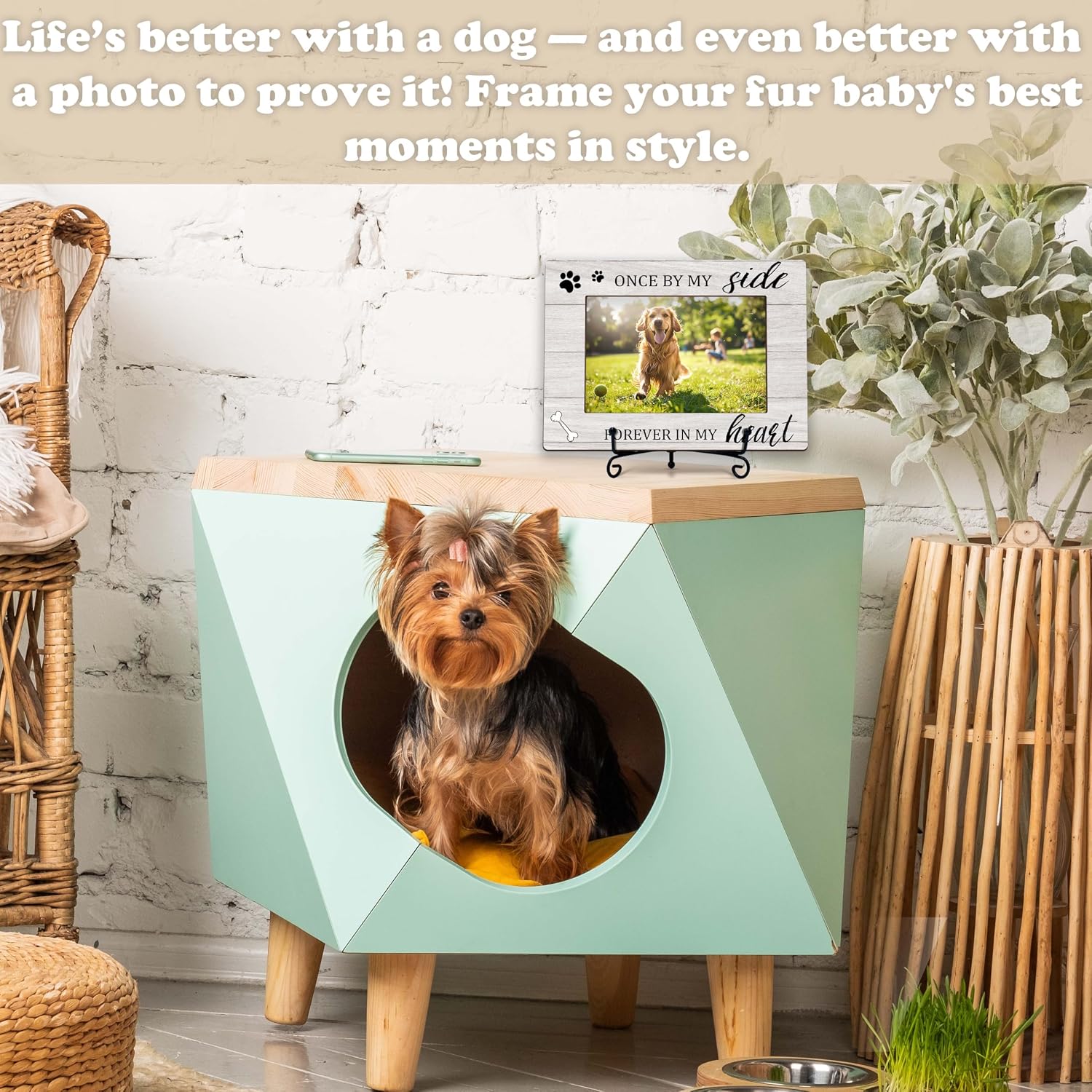 YSTEP Dog Memorial Picture Frame, Pet Loss Gift, Memorial Sympathy & Bereavement Gifts for Loss of Dogs, Pet Memorial Frame, Dog Wooden Photo Frames 4x6 In -G04 image 3