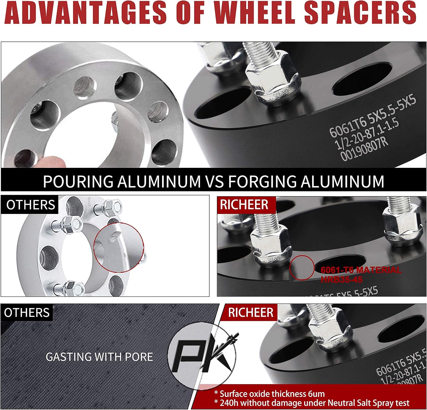 New Product 4 PCS 5x5.5 to 5x5 Wheel Spacers Adapters for JK WK WJ XK Wheels on Ram 1500 Bronco E-150 Econoline F-150,1.5 inch Wheel Adapter with 1/2 Studs Changed Bolts Pattern Adapter