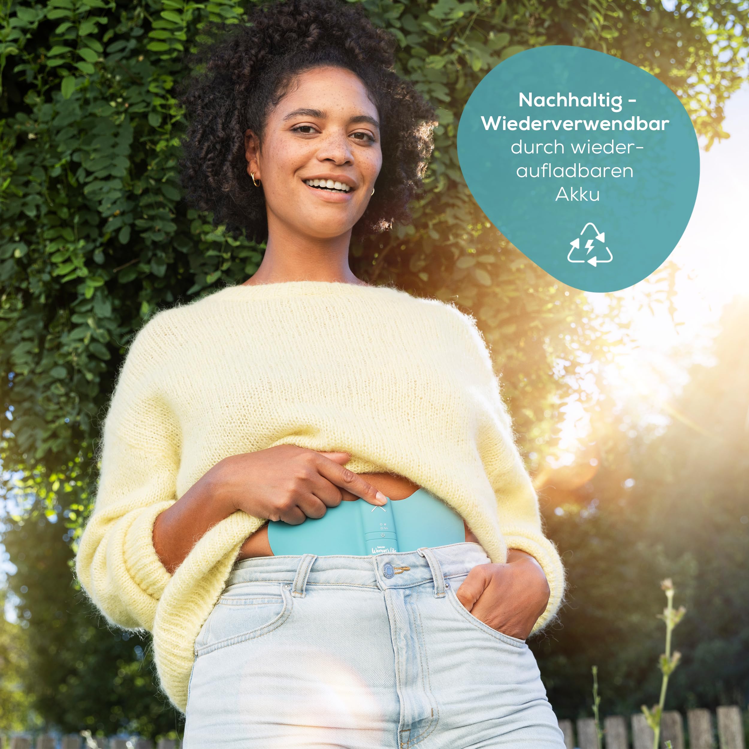 Beurer EM 55 Menstrual Relax+, gegen Menstruationsschmerzen und Schmerzen aus Endometriose, TENS und Wärme-Funktion, extra große Wärmefläche, mit wiederaufladbarem Akku, inkl. Nachkaufset (6 Gel Pads)