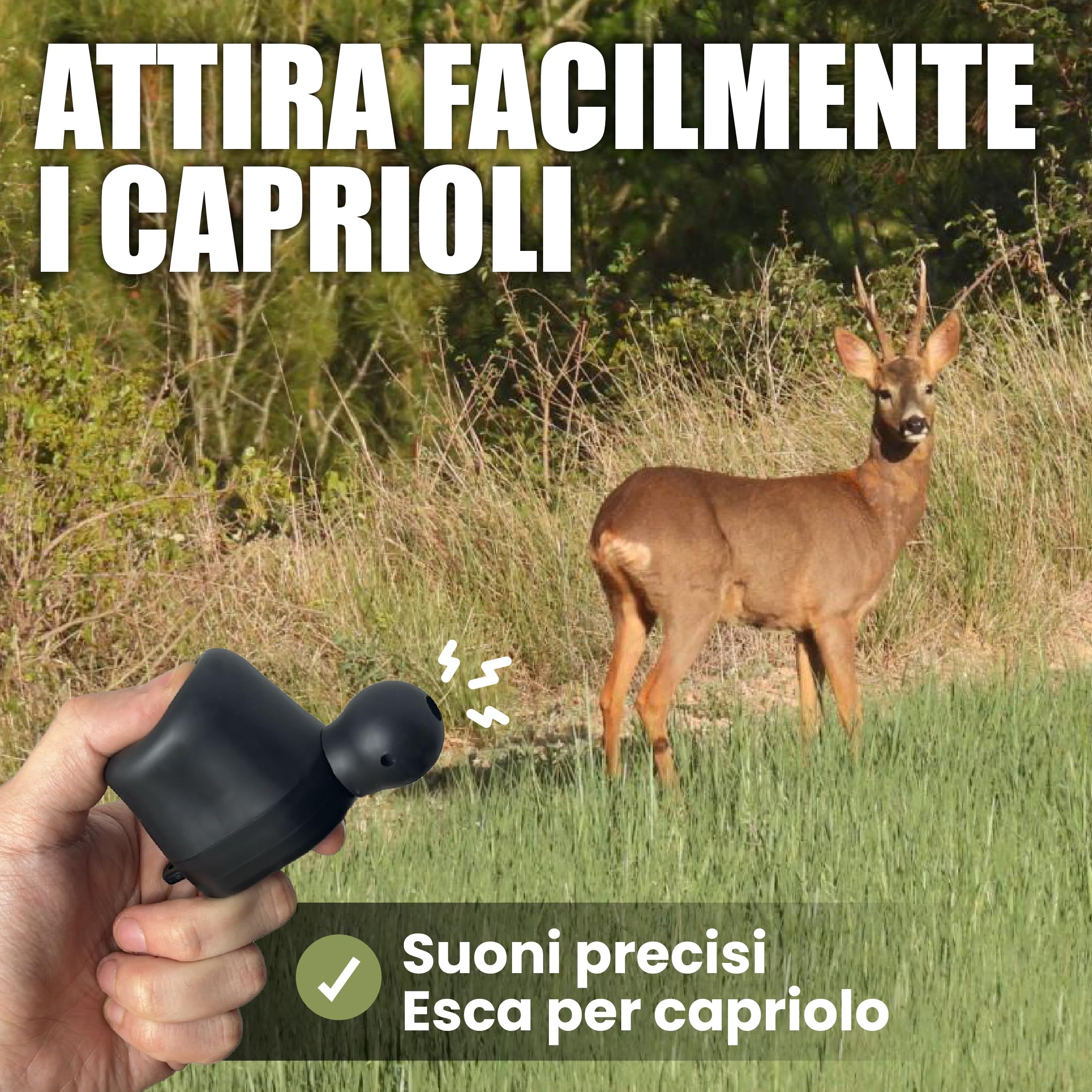 RICHIAMO CAPRIOLO e ATTRATTIVO PER CAPRIOLO – Buttolo Capriolo Originale per l'osservazione del capriolo | Strumento efficace caprioli, con corda e manuale multilingue, richiamo per capriolo maschio.