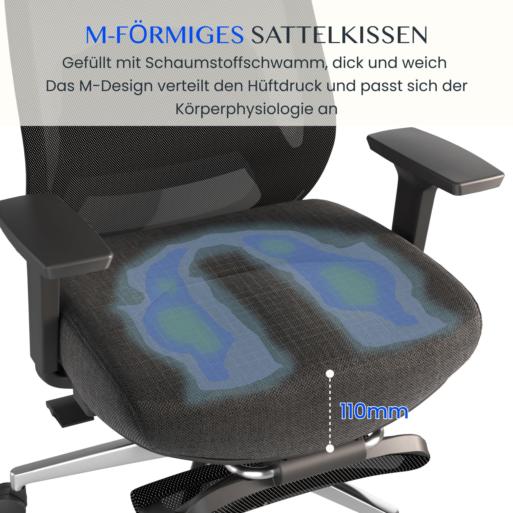 FLEXISPOT MasterEase Masażowe Krzesło Biurowe z Podnóżkiem i Gumowymi Kółkami, Ergonomiczne Krzesło Biurowe z 2D Wsparciem Lędźwiowym z Funkcją Grzania i Masażu (Czarny (z podnóżkiem PLUS kołami))
