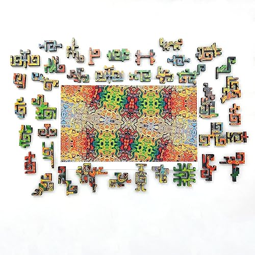 Miniatura 7 de Rompecabezas de madera para adultos, geométrico, fabricado en los Estados Unidos por FoxSmartBox - 300 piezas - Desafío. Caleidoscopio