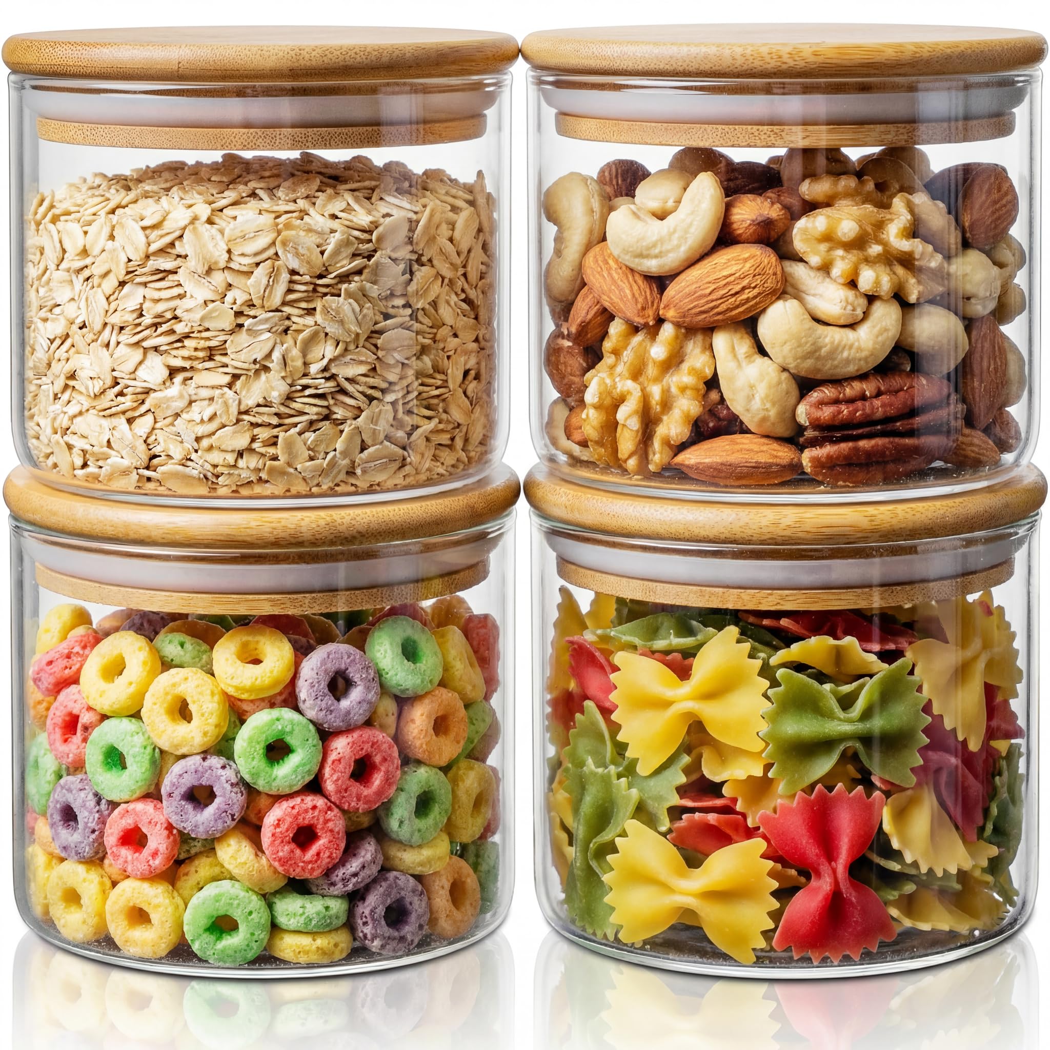 HomArtist Glass Jars with Bamboo Lids 4 Pack