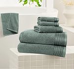 BELIZZI HOME 100% Coton Ultra Doucement 6 Ensemble de serviettes, contient 2 Serviettes de bain 28x55 de pouce, 2 Serviettes à main 16x24 de pouce & 2 Vaisselle 12x12 pouces, Compact Léger & Très absorbant - Jade