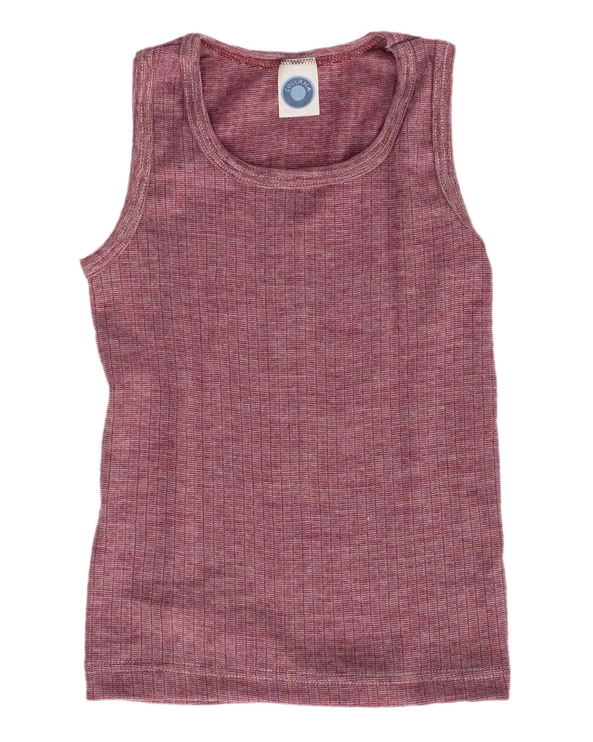 Cosilana, Children's underarm shirt/top, 45% organic cotton, 35% organic wool, 20% silk (wine red mottled, 92)