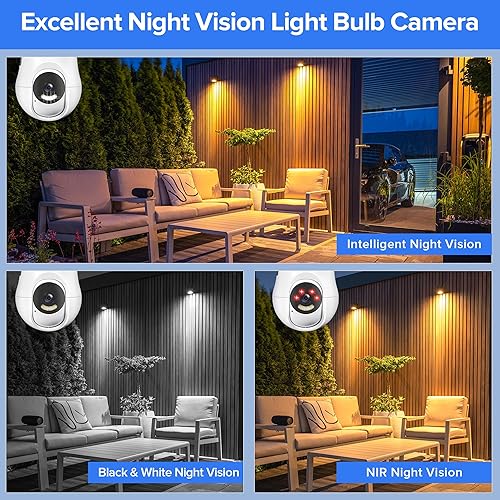 Miniatura 3 de Cámara de seguridad de bombilla, 1080P 2.4GHz cámara de seguridad para bombilla con visión nocturna PTZ de 360  detección de movimiento, seguimiento