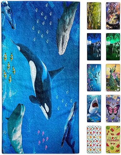 Toalla de playa Whale de 30 x 60 pulgadas, de microfibra, sin arena, de secado rápido, para adultos, adolescentes y niños (ballenas) disponible en Yaxa Venezuela