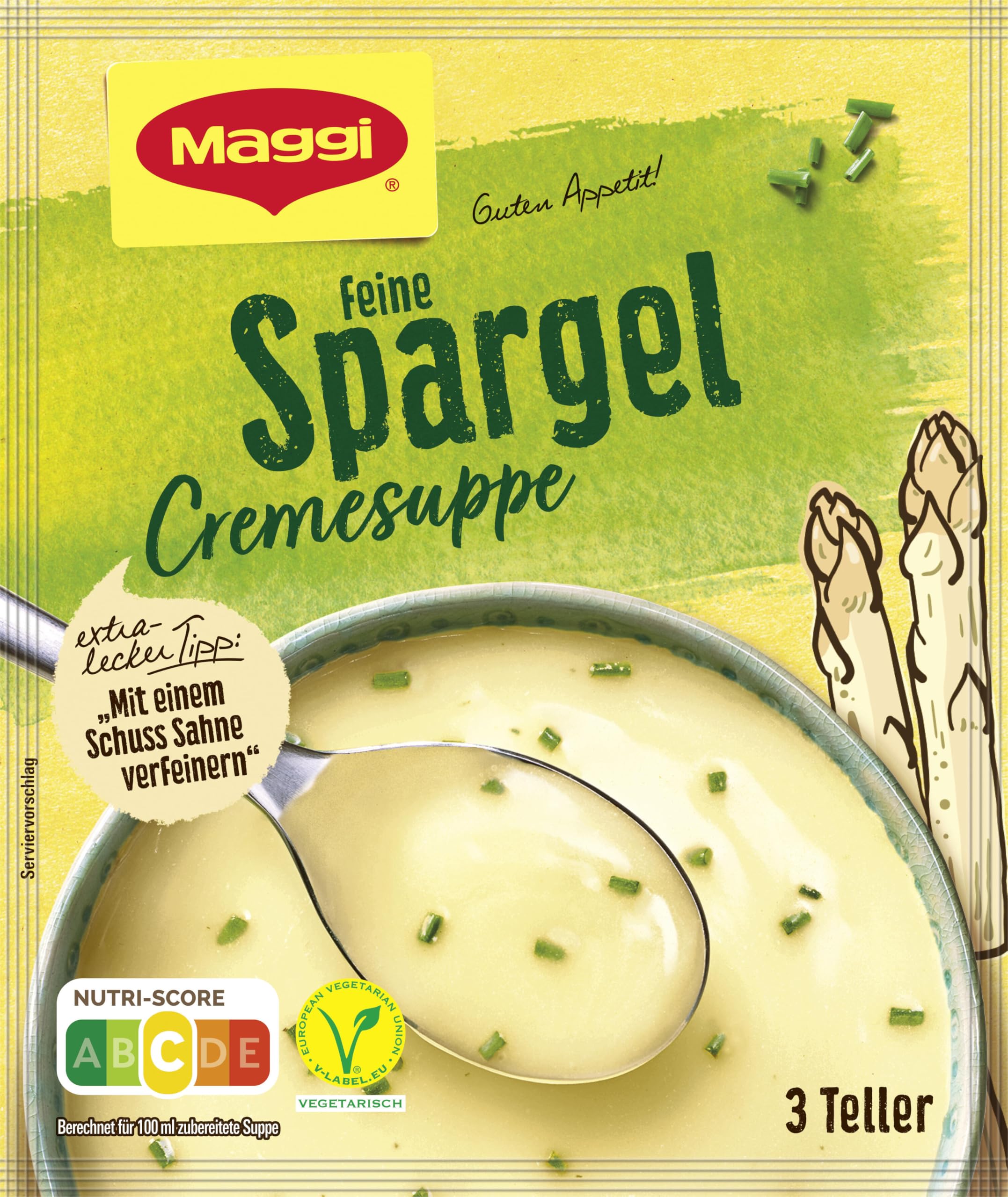 Maggi Guten Appetit, Spargel Cremesuppe, 60g Beutel, ergibt 3 Teller, 1er Pack (1 x 60g)