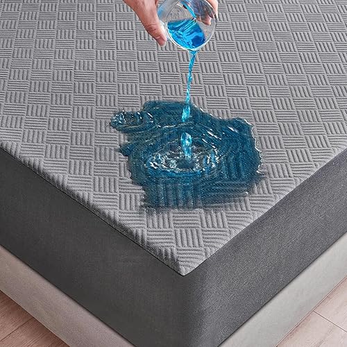 Protector de colchón tamaño matrimonial, impermeable, transpirable, tela de aire 3D, silenciosa, con bolsillo profundo de 6 a 18 pulgadas, lavable a