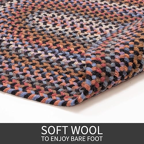 Miniatura 68 de Tapete reversible de lana, texturizado, grueso, trenzado. , Lana, Azul (Blue Dragon) Roca Negra,Azul (Blue Dragon),Mezcla azul y verde,Rojo