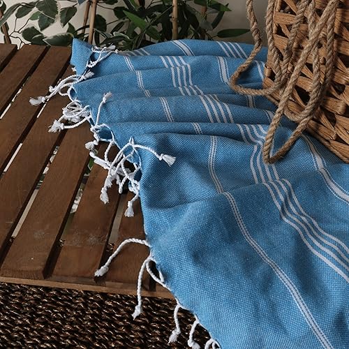 Miniatura 2 de PÜSKÜL - Toalla de playa turca de gran tamaño, sin arena, 100% algodón para piscina y piscina, extrasuave, 39 x 70 pulgadas para vacaciones, 1 pieza