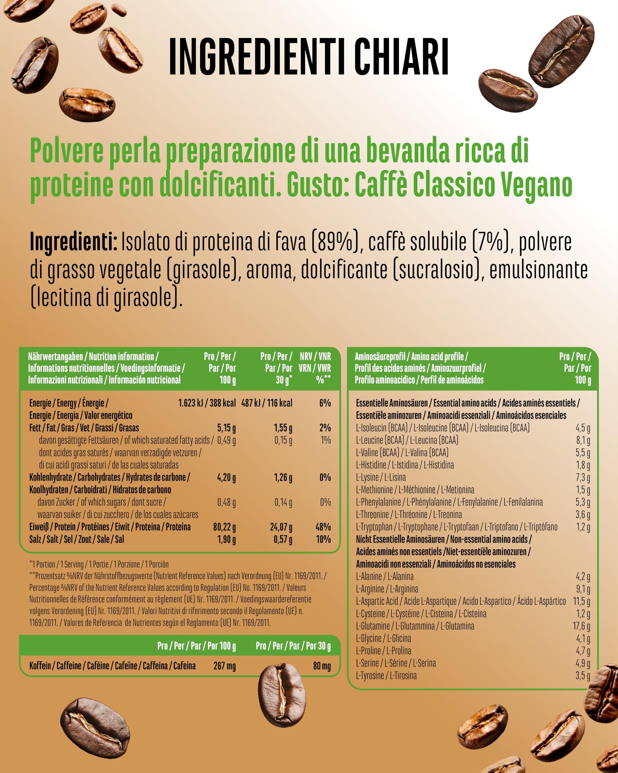 Barista Protein Coffee - Cremoso caffè proteico a base vegetale con fino a 24 g di proteine per porzione - con vero caffè, caffeina, pochi zuccheri e grassi, senza soia - (908 g, Classic vegan)