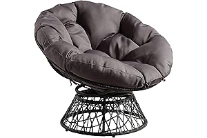 OSP Home Furnishings Grey Wicker Papasan Chair with 360-Degree Swivel