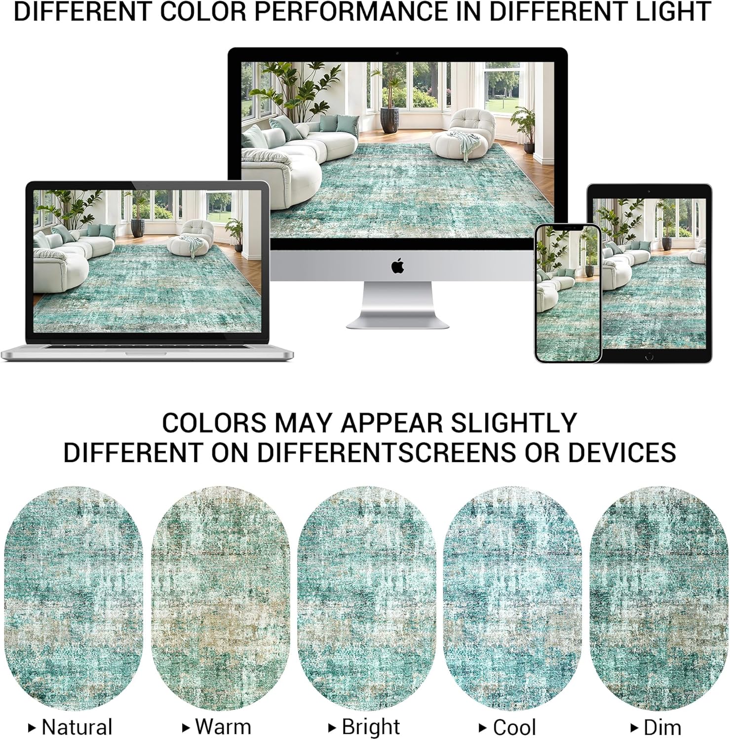 lepeii 8x10 area rugs, machine washable low pile rugs for living room, modern abstract area rugs for bedroom, large area rug with non-slip backing for dining room-green a-teal/green 8'x10'
