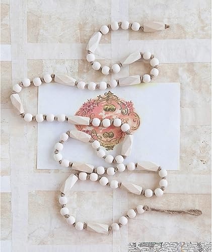 Miniatura 4 de Creative Co-Op Guirnalda de cuentas de madera de paulownia de 72 pulgadas, natural