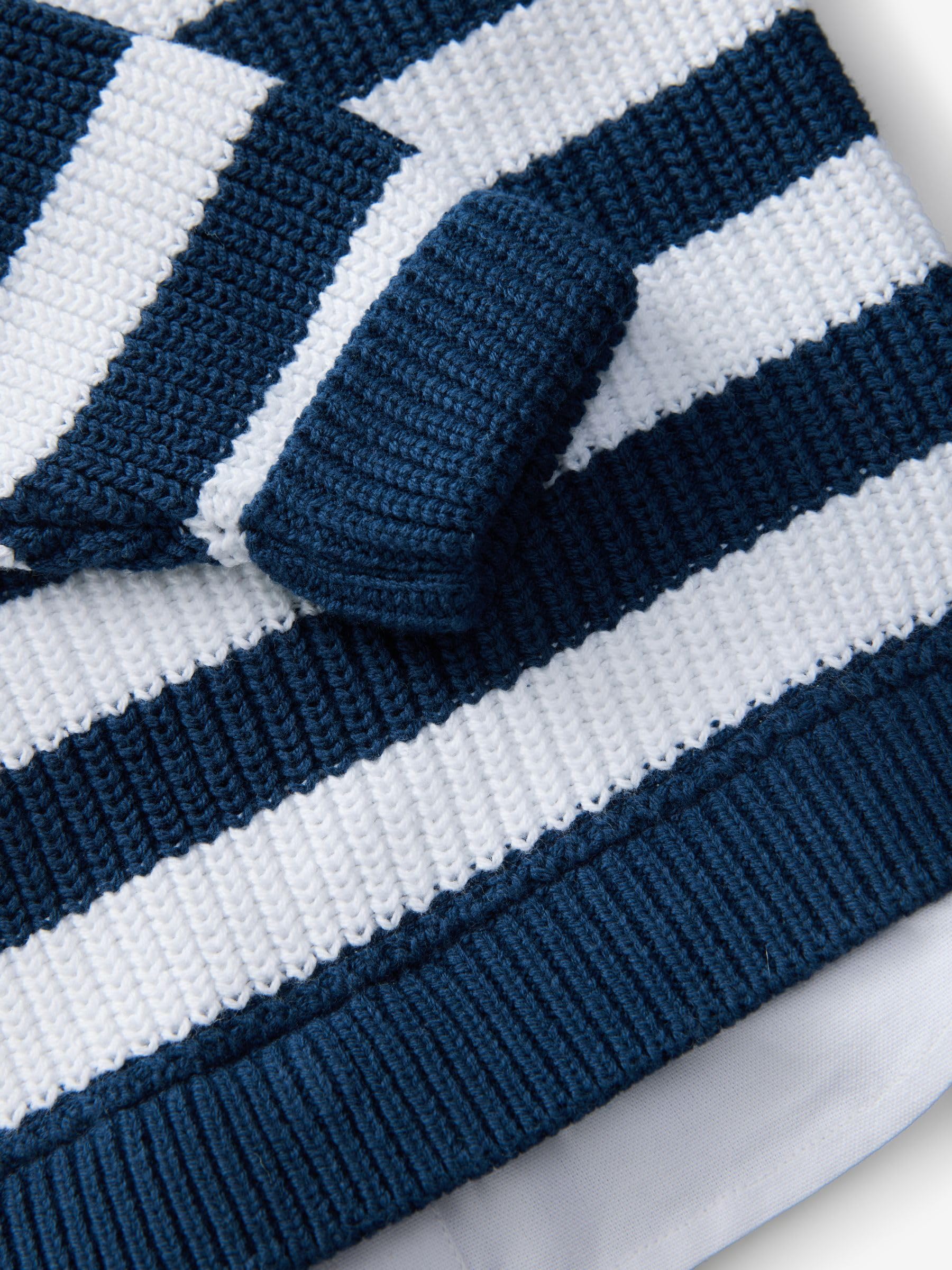 NEXT Garçon Pull en Maille avec col de Chemise intégré 100% Coton
