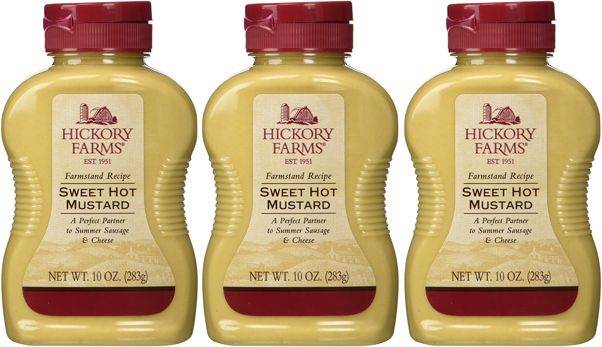 Hickory Farms Farmhouse Recipe Sweet Hot Mustard 10 Ounces (Pack of 3)