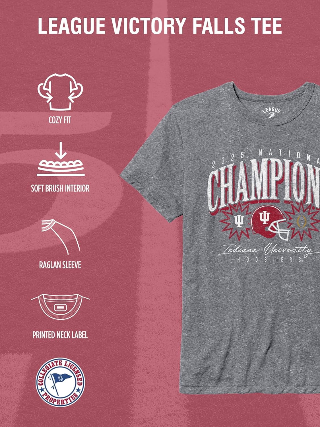 League NCAA Indiana Hoosiers CFP National Champions Victory Falls Men's Short Sleeve Triblend T-Shirt