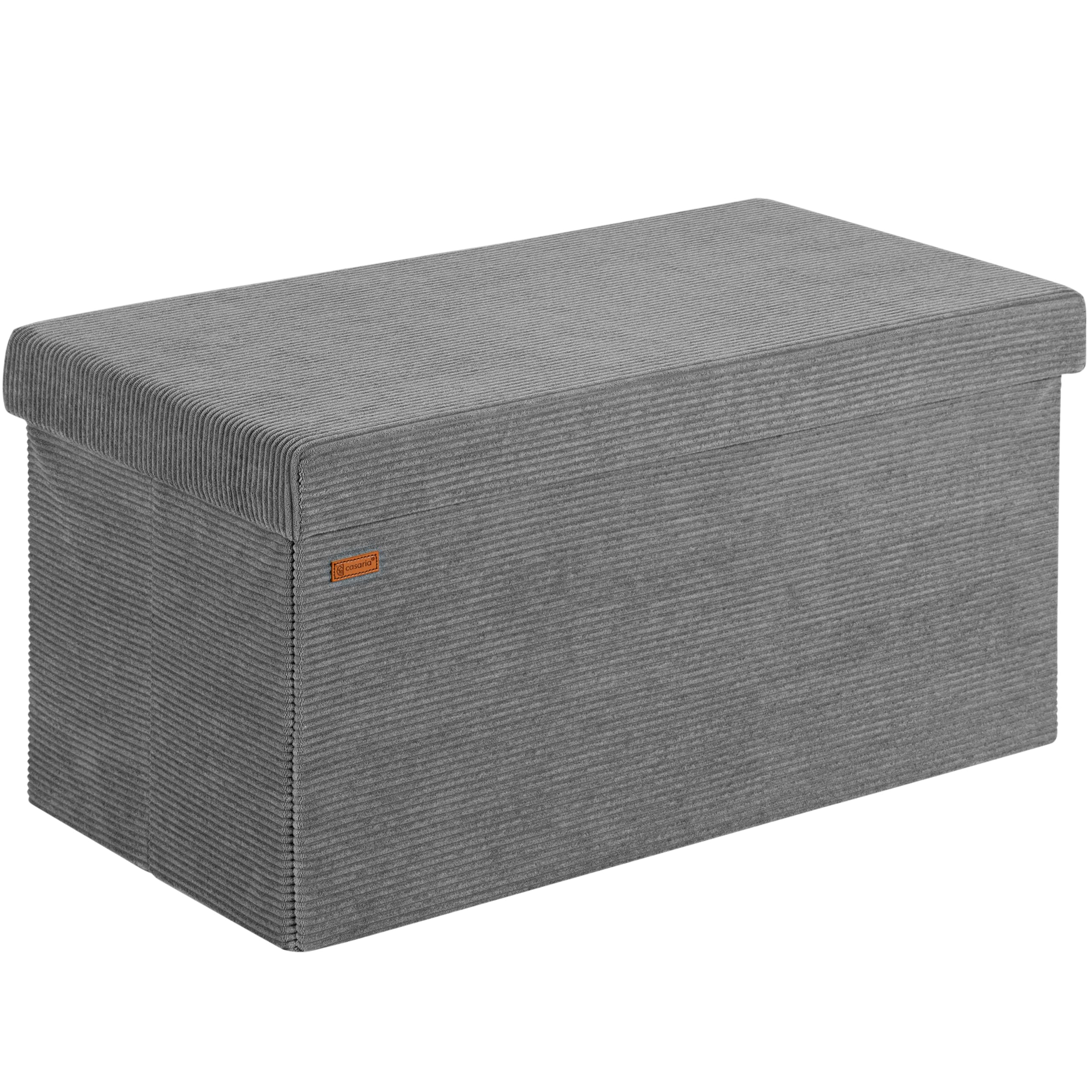 Casaria® Sitzbank mit Stauraum Anthrazit Cord Faltbar Sitzbank 300kg Belastbar 76x38cm Truhe für Wohnzimmer Schlafzimmer Flur Diele Truhenbank Bank