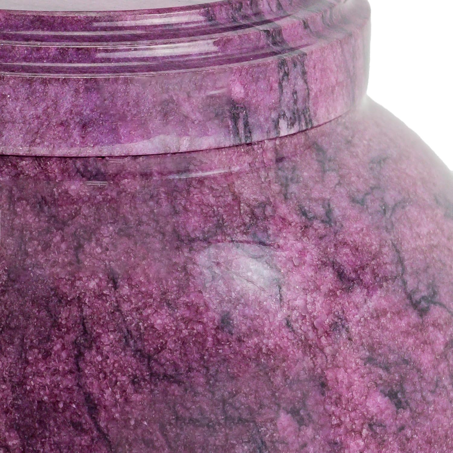 Purple Marble Cremation Urn – Genuine Natural Stone Adult Urn for Human Ashes, 220 cu/in Capacity, Hand-Finished Marble Memorial Urn, 10.25" Tall