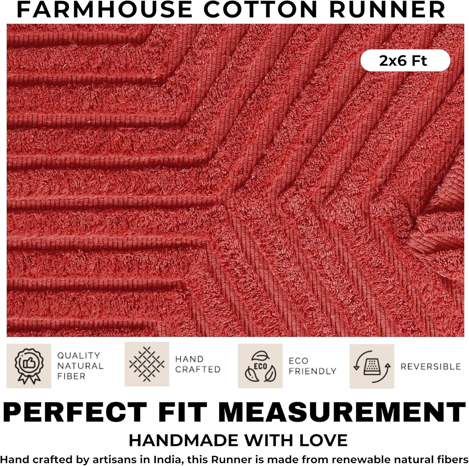 Boho Runner Rug 2x6' Washable Kitchen Rugs with Tassels Indoor Farmhouse Rugs for Bedroom Aesthetic Tufted Rug for Laundry Room Doorway Living Room_Rust Bricks
