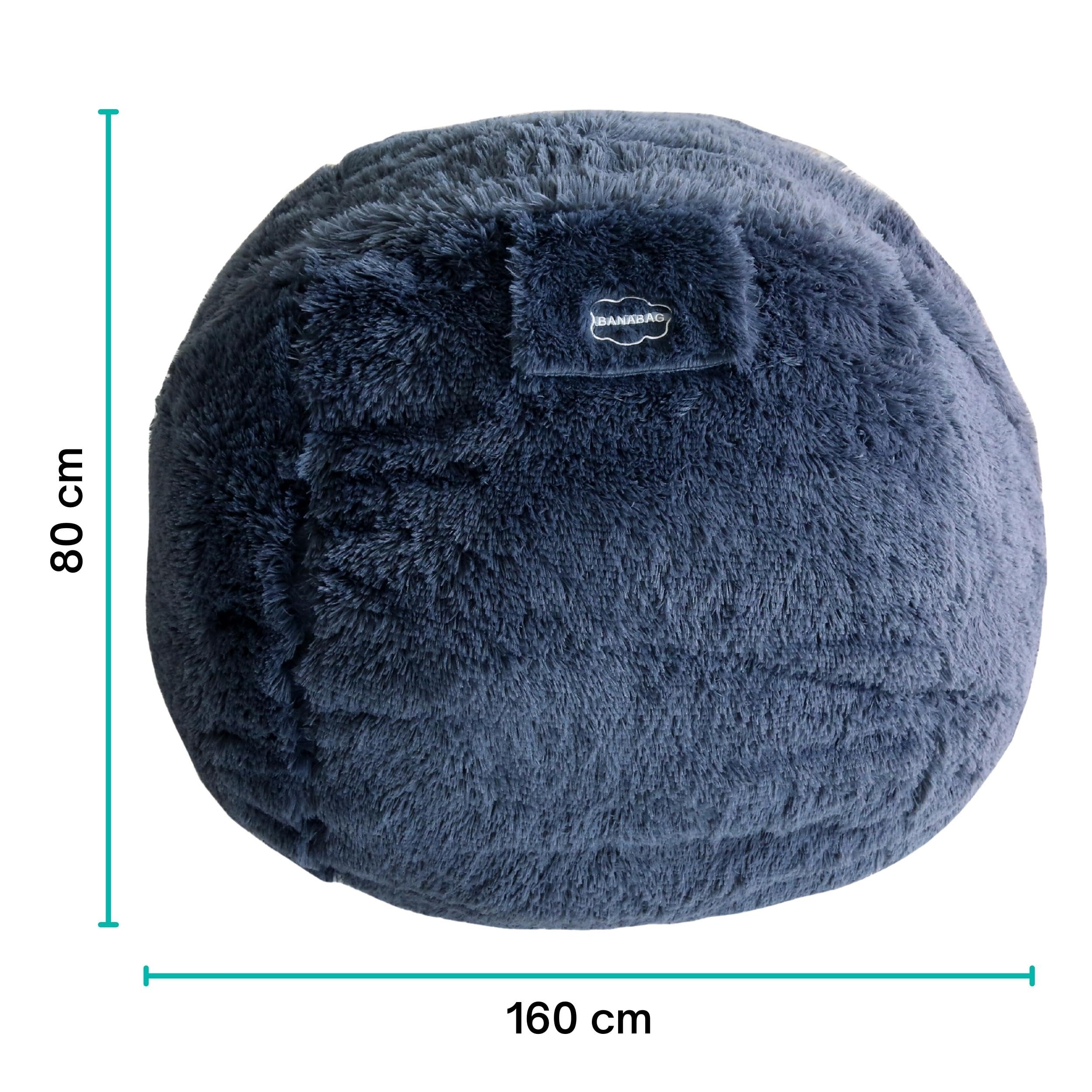 bananair - Pouf Géant XXL en Fourrure - Doux & Confortable - Housse Lavable en Machine - Généreusement Rembourré, Qualité Supérieure - Gros Pouf Lit, Bean Bag (Gris, 160 cm)