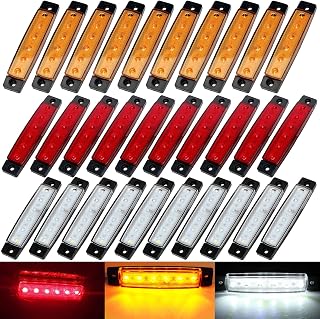 KEING (Pack of 30) 3.8 inch Sealed Waterproof Amber/Red/White 6 LED Marker Indicators Clearance Lamps 12V DC for Marine Boat Truck Trailer Bus Pickup ATV RV Cab Lorry Camper, 5 Years Warranty