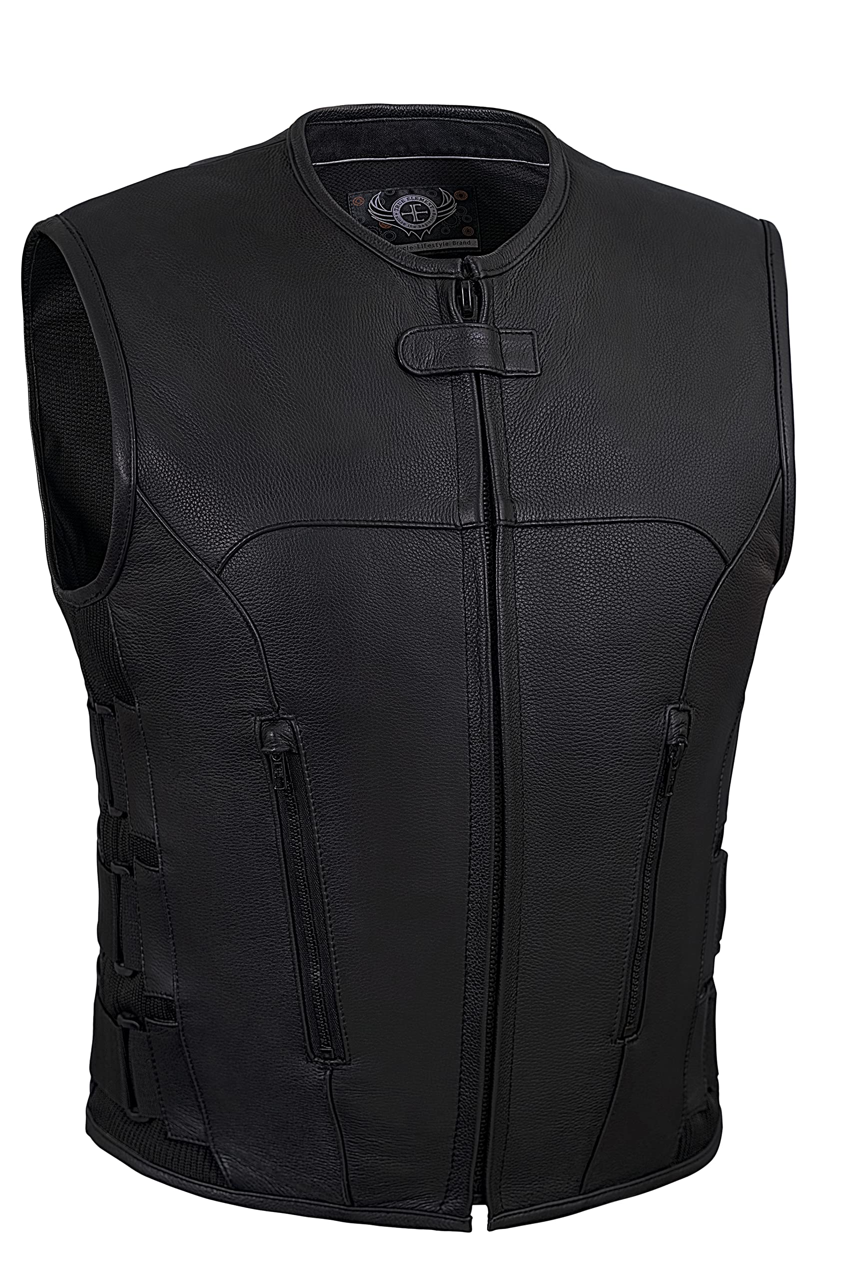 Buy True ElementMens Swat Team Style Leather Motorcycle Vest with Side