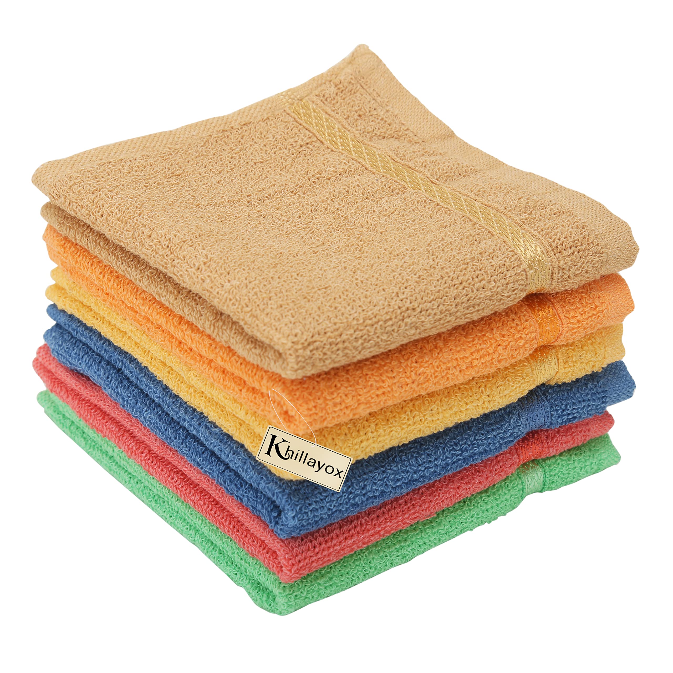 Cotton Small Size Women's Handkerchief/Rumal/Hankey 400 GSM Extra Soft and Super Absorbent Face Towels for Girls | Confortable & Light-weight,Hankies-Set of 6 (11x11 inch, Multicolor)