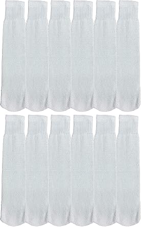 Yacht & Smith 12 PAIRS Kids & Childrens Cotton Tube Socks, Wholesale Bulk Pairs Referee Style, Boys Girls