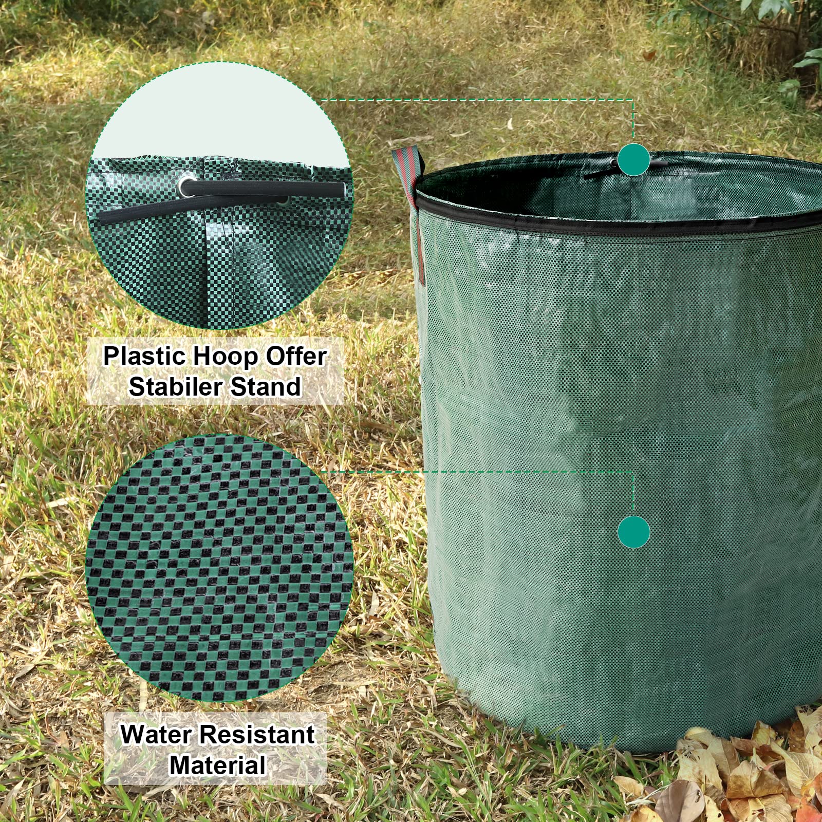 losolese Large Garden Waste Bags with lid and zipper - Image 3