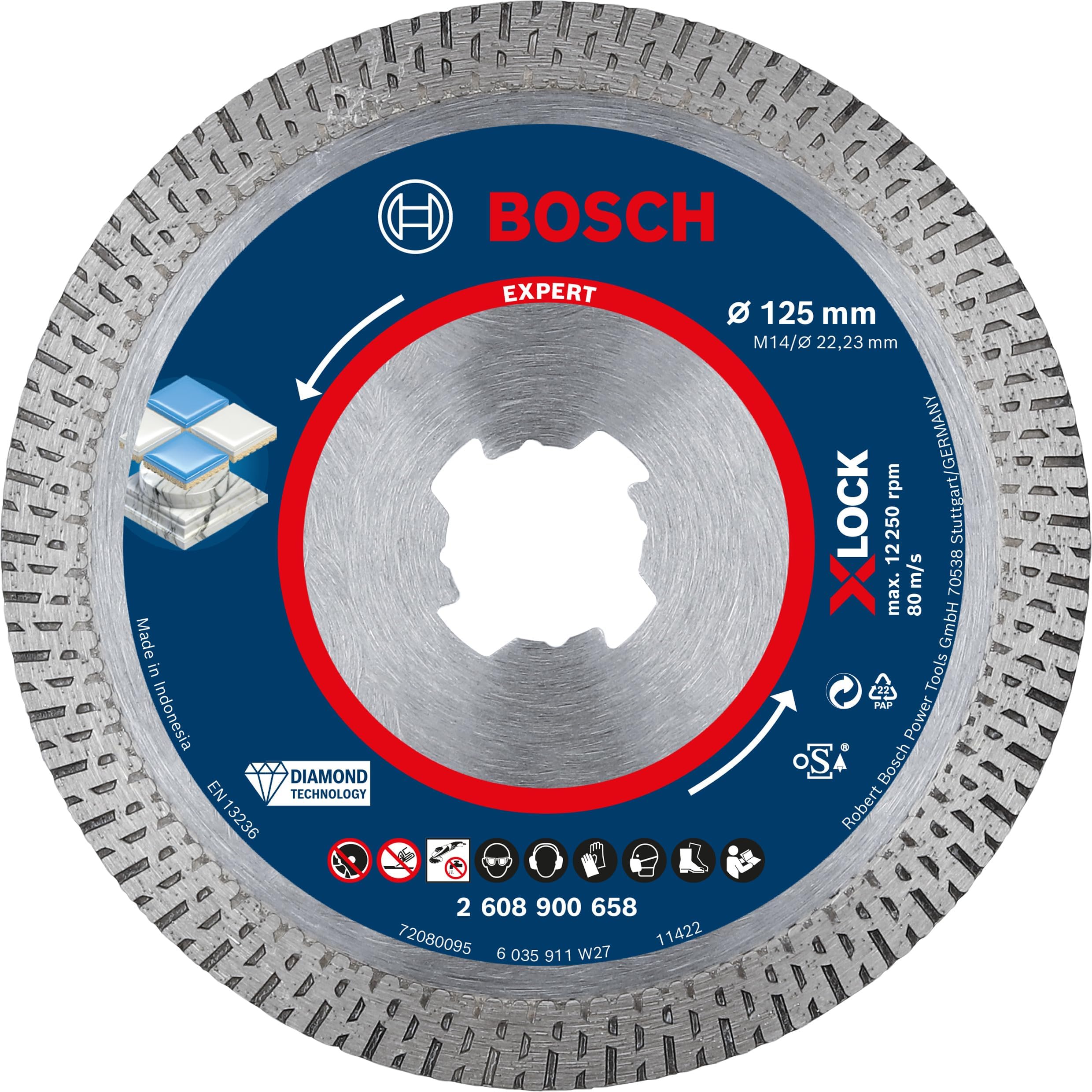 Bosch 1x EXPERT Multi Material diamantdoorslijpschijven (voor Beton, Gewapend beton, 300 mm, Professional Accessoires Tafelcirkelzaag, Benzinezaag