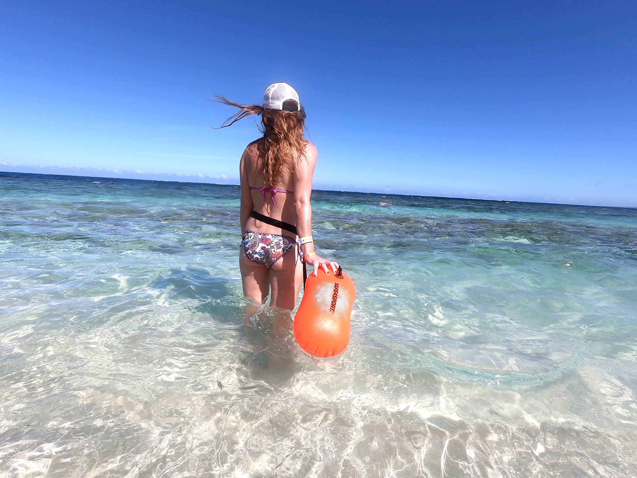 SAFE4SPORT Schwimmboje Erwachsene - Effizient Schwimmhilfe - Ideal für Leute, die für Schwimmen Trainieren - Aufblasbar Buoy - Höchst Sichtbar für Sicheres Baden