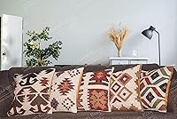 Chouhan Rugs Set of 5 Handmade Vintage Jute Throw Pillow Covers - Indian Crafted Bohemian Cushion Covers