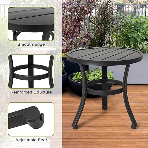 Miniatura 5 de NUU GARDEN Juego de 3 piezas de bistró para exteriores, 2 sillas de patio y mesa redonda de bistró de 20 pulgadas, tela de textileno, marco de