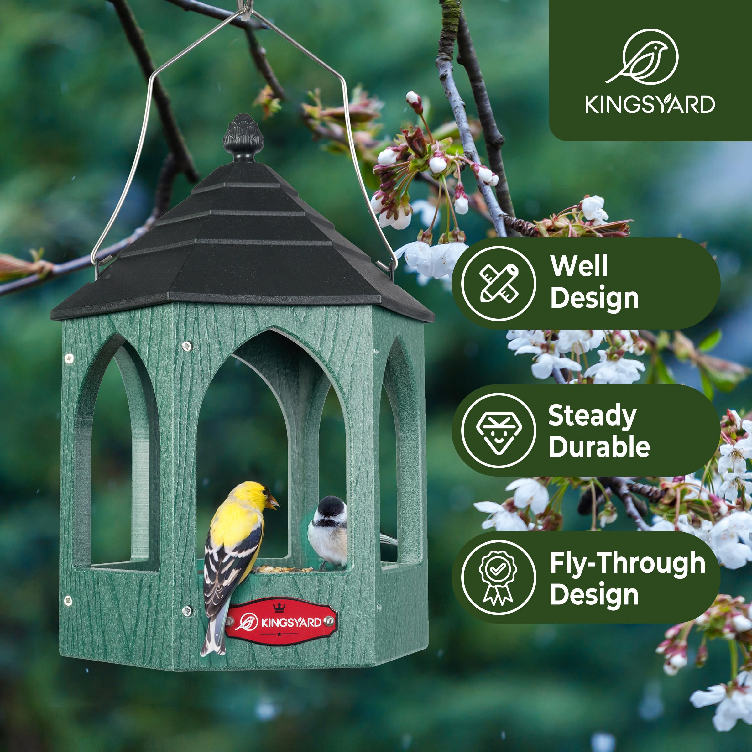 Kingsyard Platform Bird Feeder - Green -2