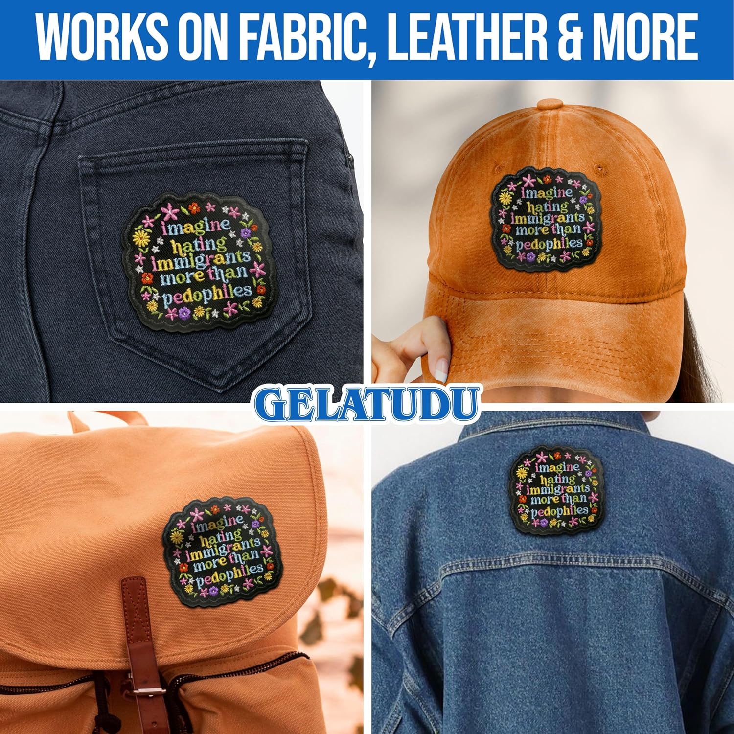 Imagine Hating Immigrants More Than Tactical Morale Patch 3 Inches Funny Social Justice Activist, Embroidered Hook and Loop Patches Bookish for Army Backpack Hat, Dog Harness, Military Gifts Mom Dad image 4