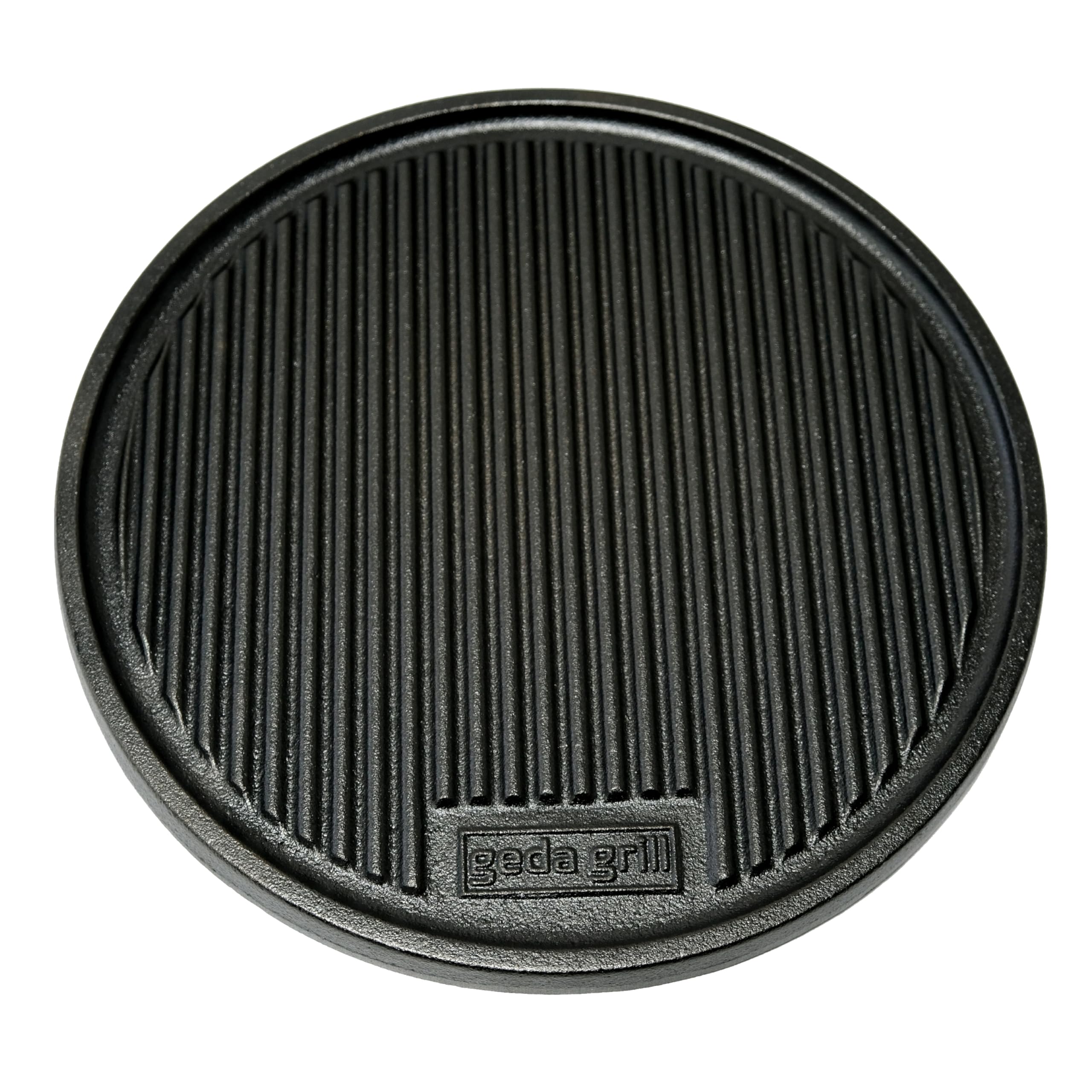 GEDA Grill Gusseisen Grillplatte, Wendeplatte rund 32,5 cm, Doppelseitig verwenbar, Plancha, Univesal