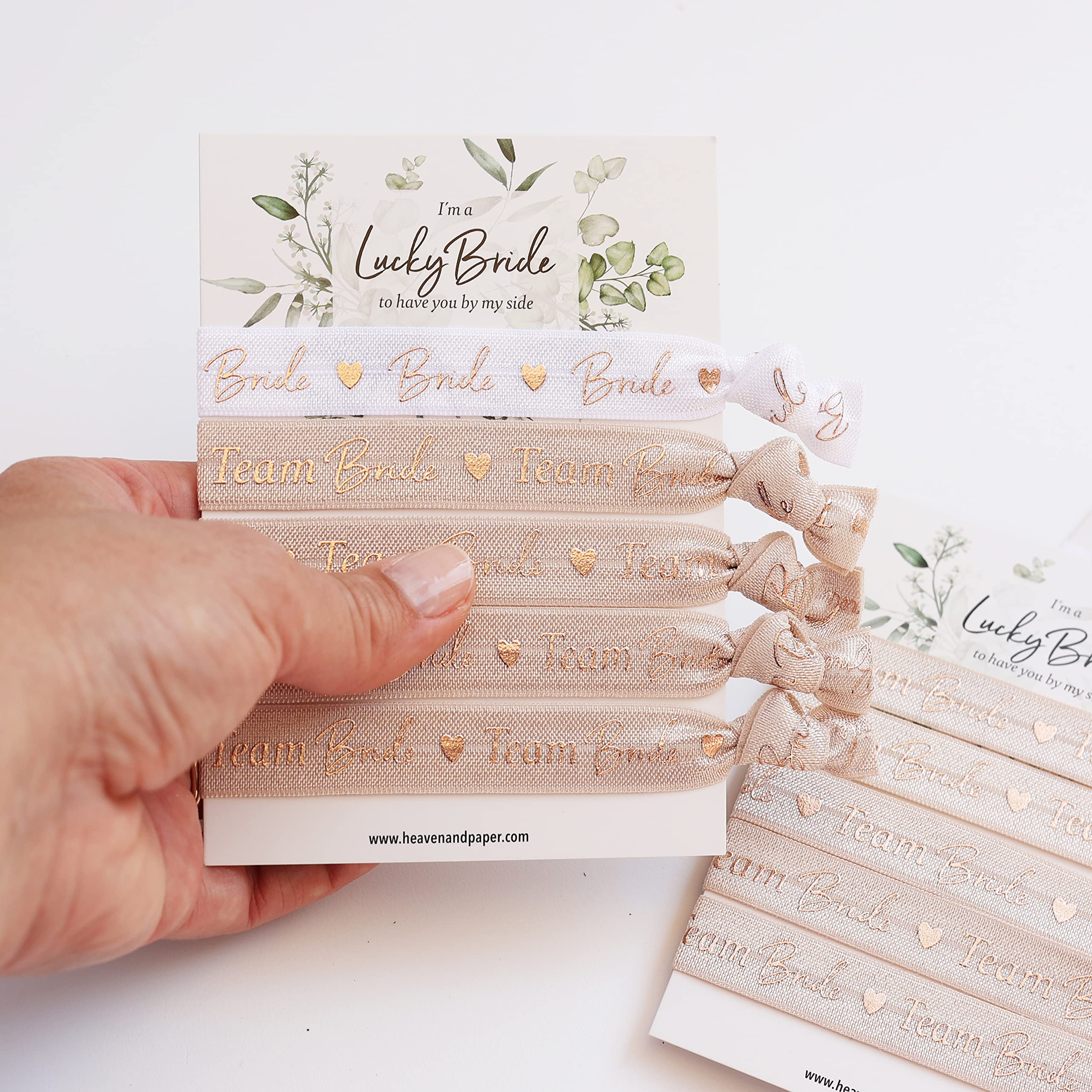 JGA Bracciali Team Bride E Sposa: Set Da 10 Per Addio Al Nubilato, Elastici Morbidi E Regolabili, Bianco/Oro