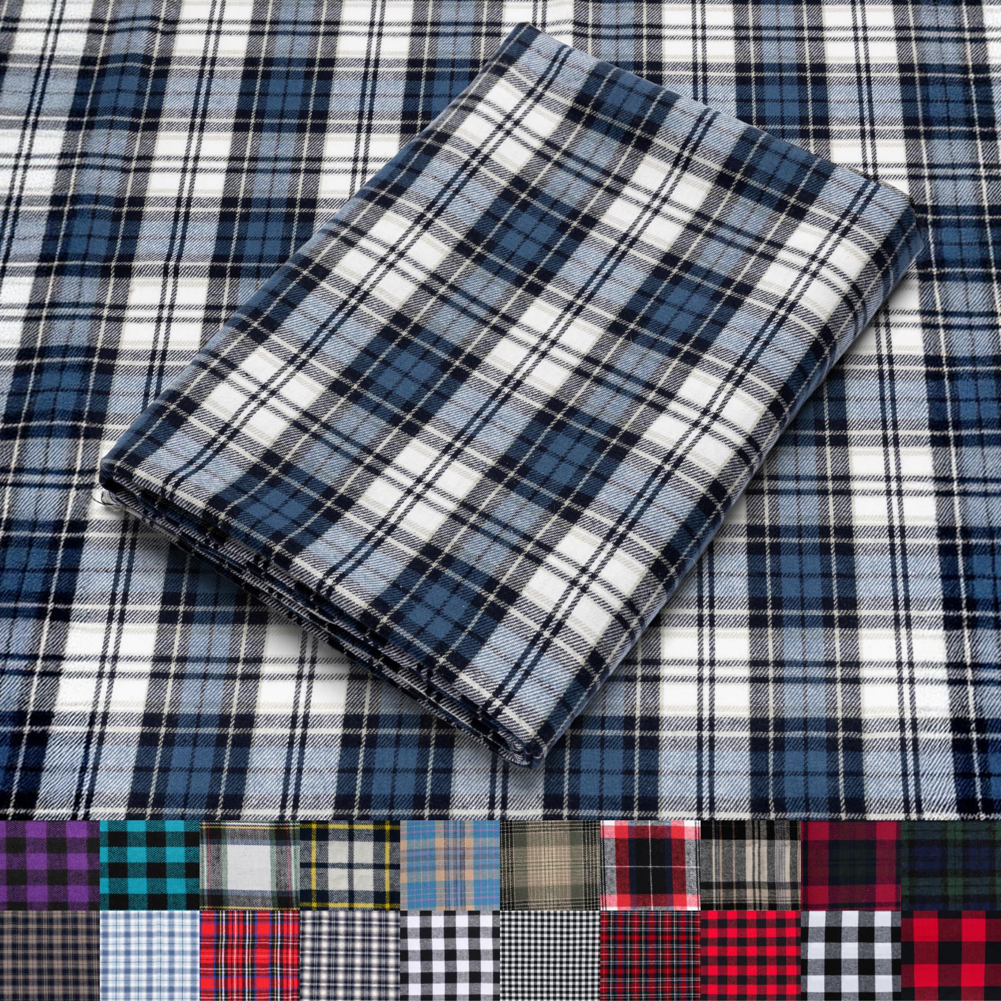 Pico Textiles 1 Yard Blue and Green Blackwatch Tartan Plaid Flannel Fabric - 60" Wide - 100% Cotton - Sold by The Yard - for Shirts, Scarves, Pajamas & Receiving Blankets — view 80