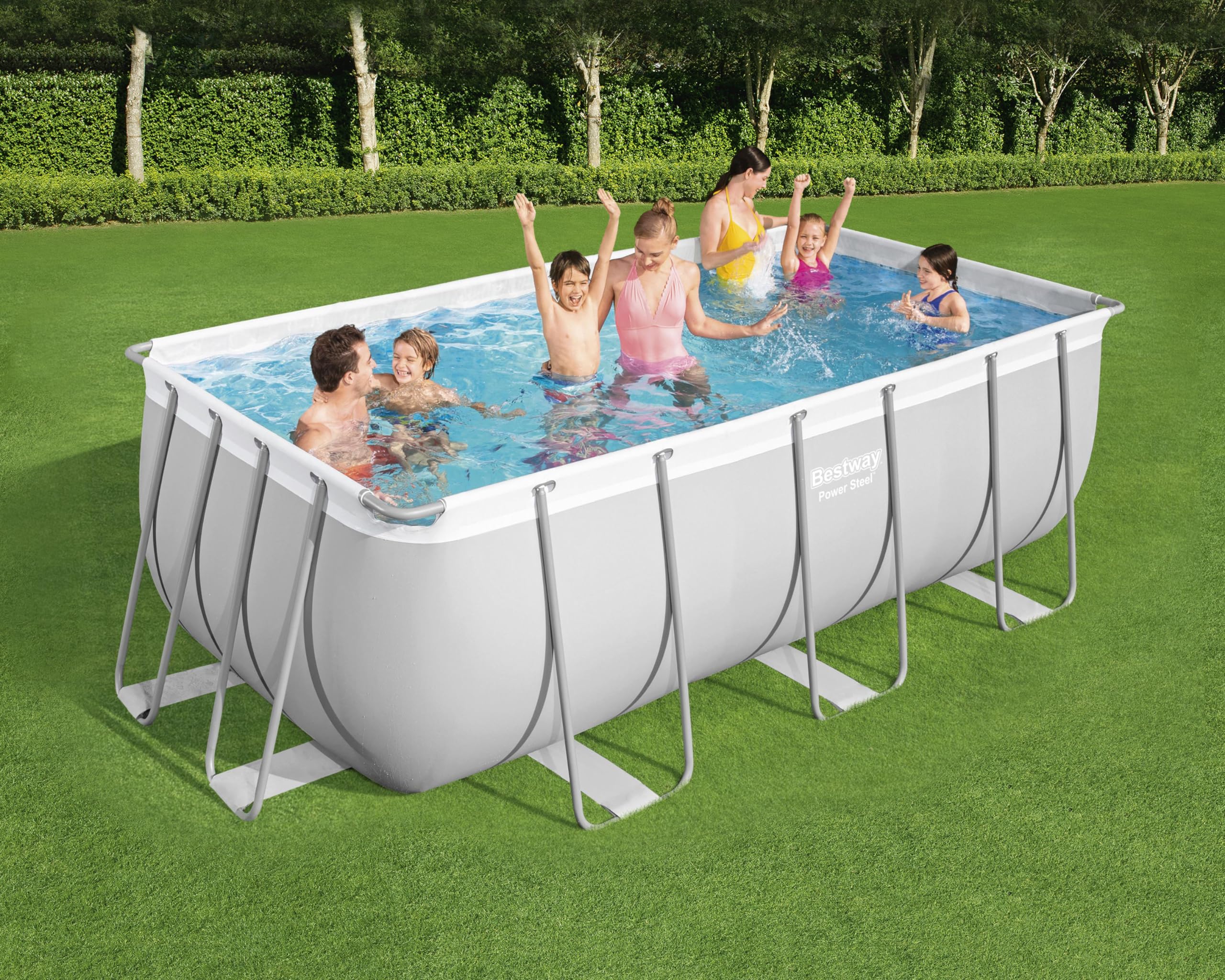 Bestway 5616P Piscina Fuori Terra Solo Struttura Power Steel™ da 412x201x122 cm in Grigio
