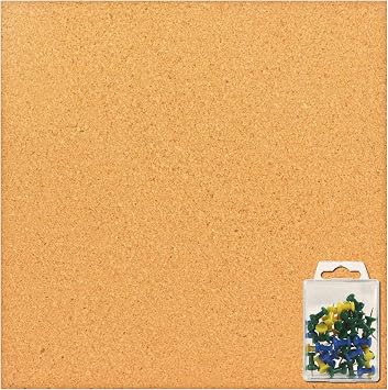 12 x 12 Inch Square Cork Board Tiles with Self Adhesive Backing, 1/2 Inch Thick, Mini Wall Bulletin Boards for Notes, Photos, 2 Pack with 40 Push Pins Cork 2 Pack