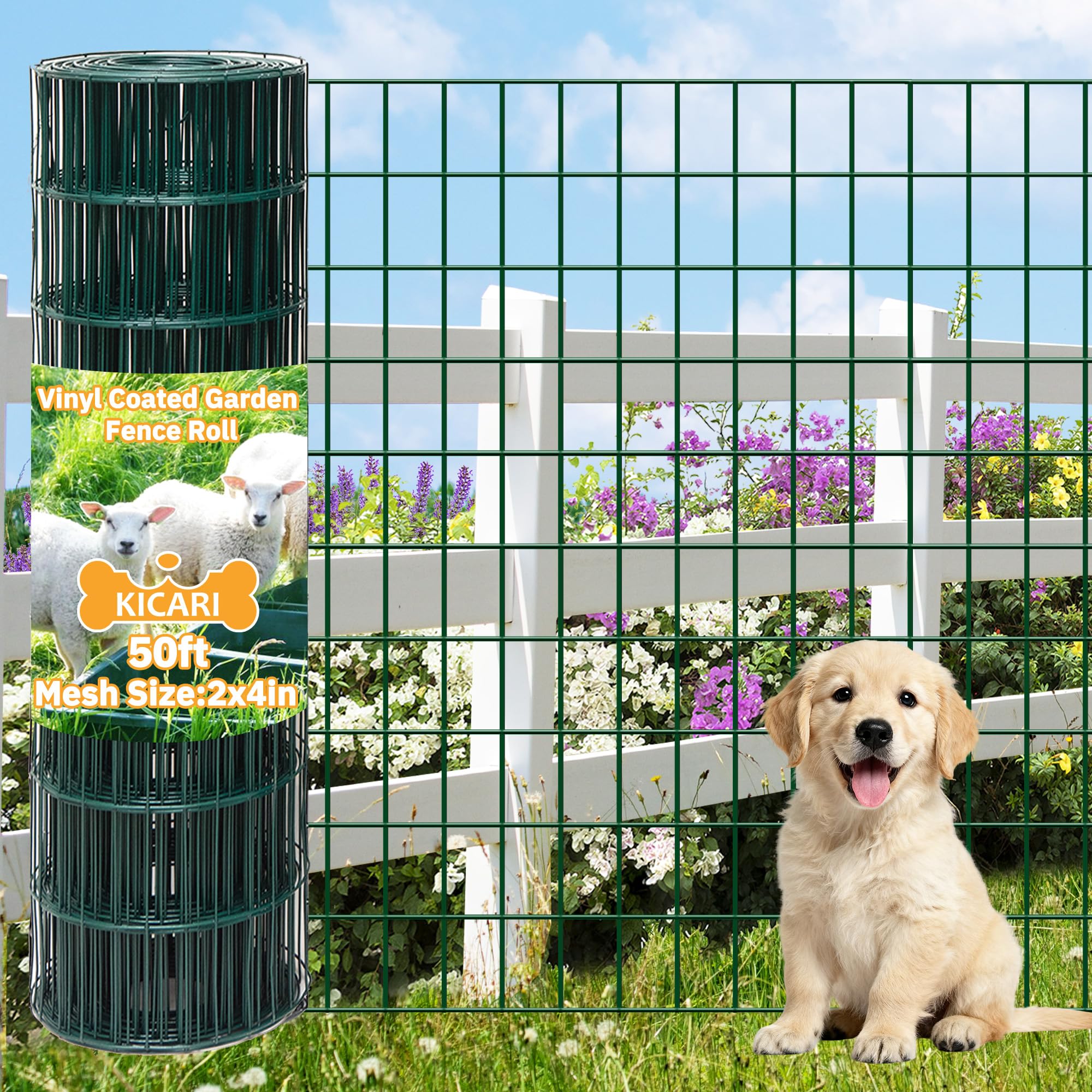 KICARI Green Metal Garden Fence