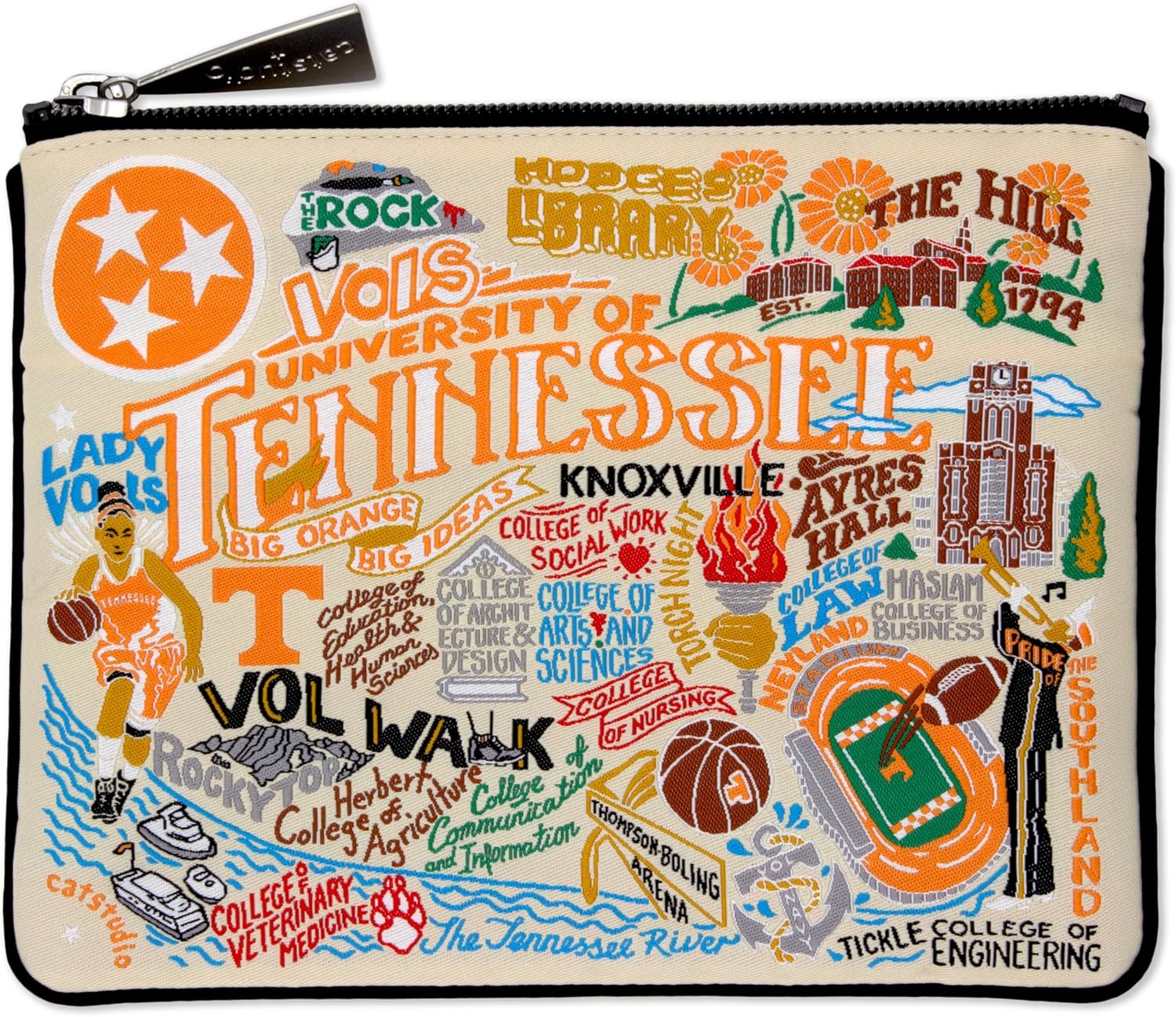 Catstudio Zipper Pouch, University of Tennessee Travel Toiletry Bag, 5 x 7, Ideal Makeup Bag, Dog Treat Pouch, or Purse to Organize Supplies for Grads & Alumni