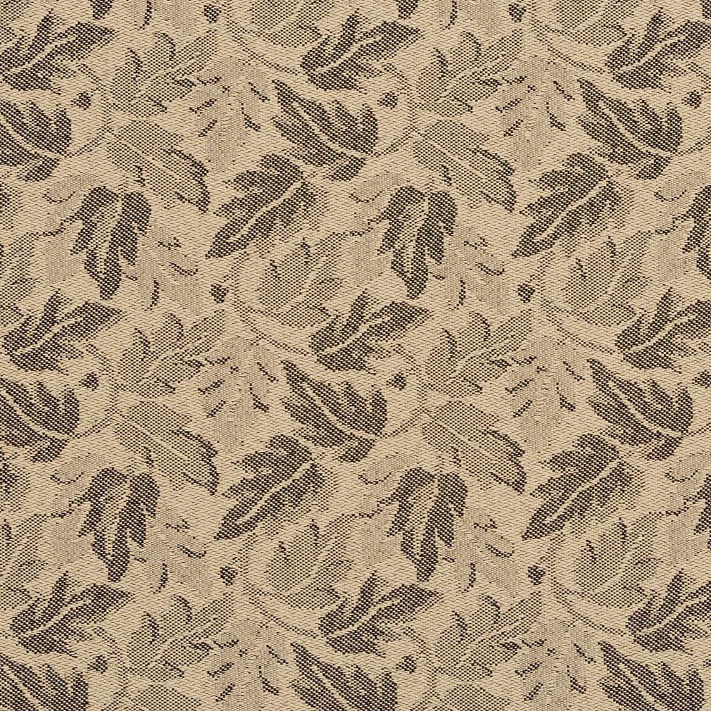 F707 Mocha Brown Leaf Floral Heavy Duty Crypton Commercial Grade Upholstery Fabric by The Yard- Closeout