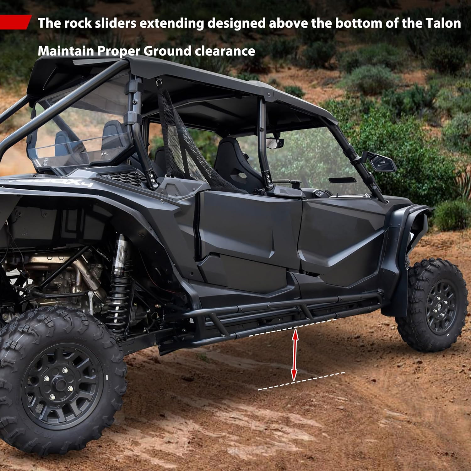 Nerf Bars Rock Sliders for Honda Talon 1000X-4 1000R-4 1000XS-4 2020-2024, Heavy Duty Steel Tree Kickers Combined Side Bumper Guard Step Accessories, Replace OEM #08P70-HL7-A20