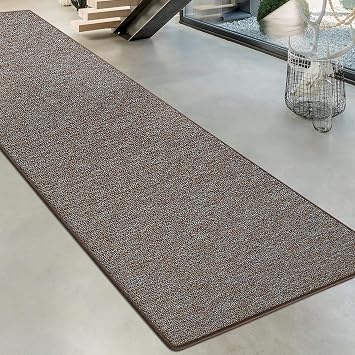 casa pura Carpet Runner for Hallway - Non-Slip Kitchen Runners Made to Measure | Action-Backed Runner Rugs | Matching Stair Treads | Light Brown - 66 x 450 cm
