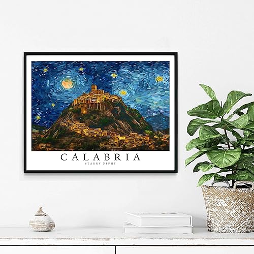Miniatura 3 de Póster impreso de Calabria, arte de pared con tema de noche estrellada de Calabria, decoración de obra de arte para dormitorio, obra de arte de
