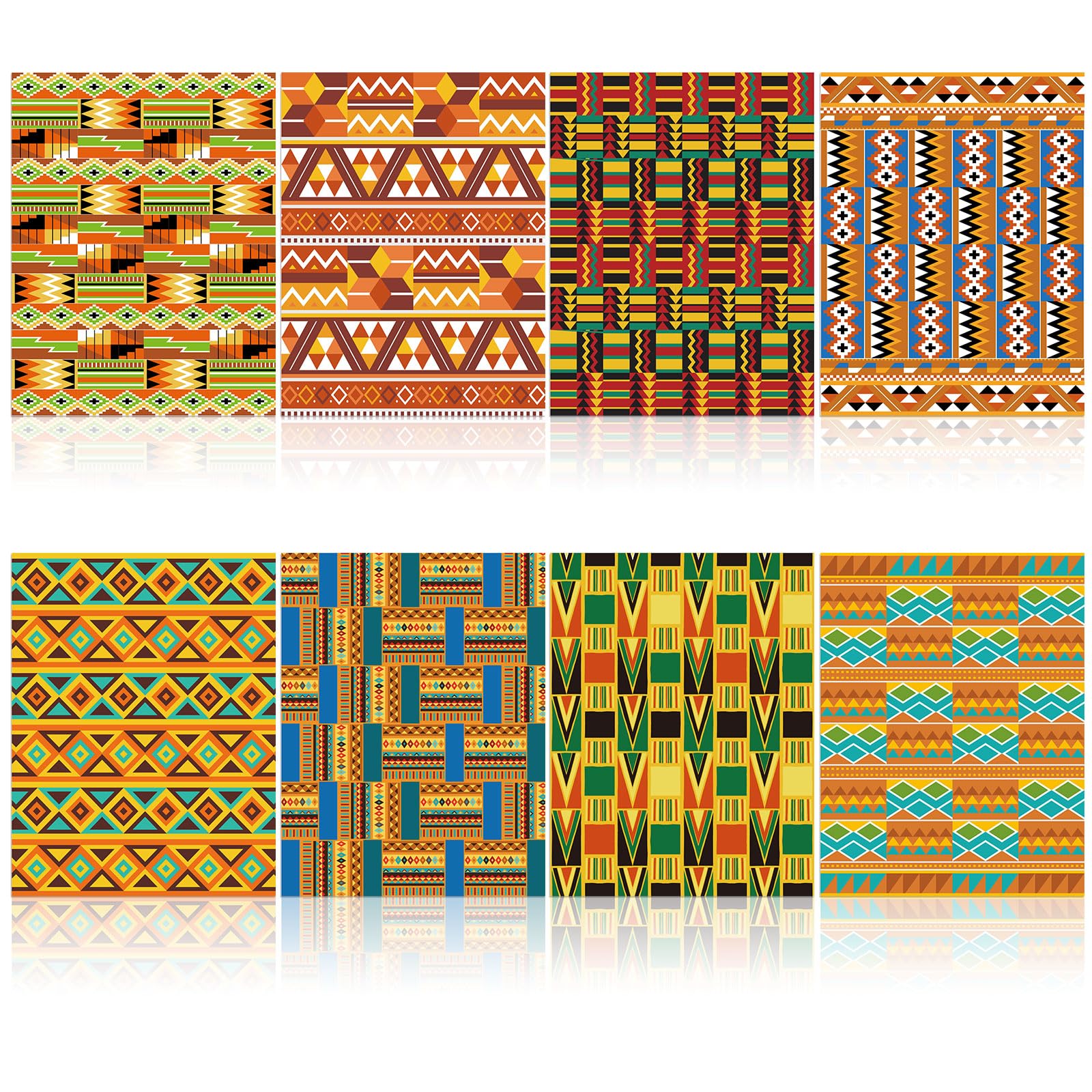 Chivertion 64 Pcs Assorted Design African Textile Paper 8-1/2 x 11 Inches Kente Cloth Paper African Print for Book Cover Decoupage Printed Tissue