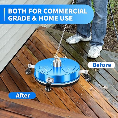 Miniatura 6 de PWS14 - Limpiador de superficies de hidrolavadora de 14 pulgadas con 4 ruedas - Limpiador de superficies de acero inoxidable para fijación de